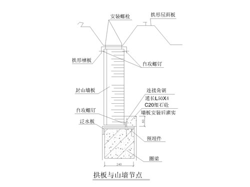 拱形屋頂山墻打釘節(jié)點(diǎn)圖